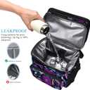 MIYCOO Lunch Bag & Lunch Box for Women Men, Double Deck Leakproof Insulated Soft Large Adult Camping Cooler bag for Work, Beach, Picnic, Travel (Purple Flower, 15L)