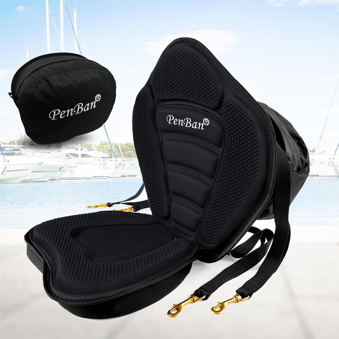 Universal Deluxe Kayak Seat Cushion with Storage Bag for Kayak,Padded Boat,SUP,Canoe,Fishing Boat,Seats with 4 Adjustable Straps