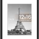 upsimples 12x16 Picture Frame, Display Pictures 8.5x11 with Mat or 12x16 Without Mat, Wall Hanging Photo Frame, Black, 1 Pack