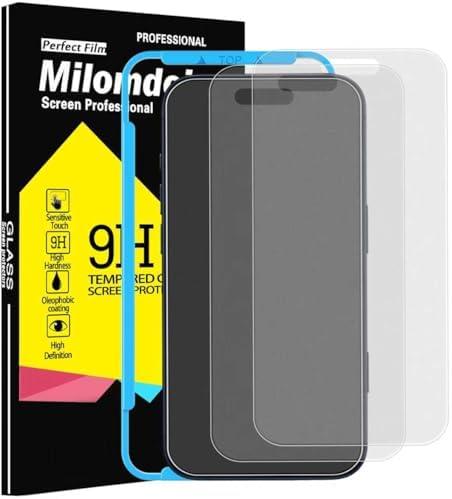 Milomdoi 3 Pack Matte Screen Protector for iPhone 17 Pro [Phone Case Friendly] Tempered Glass Accessories Film, Shatterproof No Bubble, Easy Installation with Mounting Frame for Apple(4 pcs)
