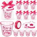 30 Sets Girls Night Party Favors Bulk Ladies Celebrating Ladies Shot Glasses Heart Shaped Plastic Shot Cups with Gift Card Bag for Friends Besties Bachelorette Party Decorations