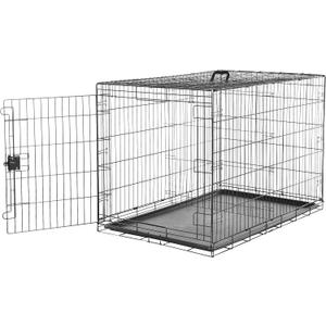 Amazon Basics Portable, Foldable Metal Wire Dog Crate with Removable Tray, Divider Panel, Easy to Assemble, for Large Dogs, 48 x 30 x 32.5 in, Black