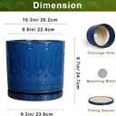 Eightpot 10 Inch Plant Pot - Ceramic Planter Outdoor Plant Pot Indoor with Drainage Holes and Saucer Large Flower Pot Round Decorative Planter for Garden Patio Decor Blue
