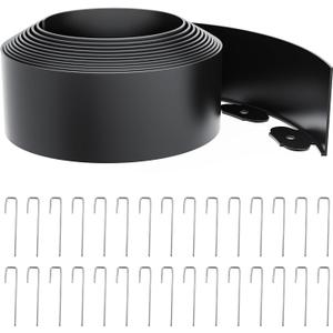 Landscape Edging 4 Inch Tall 20FT with 30Pcs Metal Spikes, Plastic Garden Edging Border Landscape Edging Border Lawn Edging for Landscaping, Flower Bed, Yard