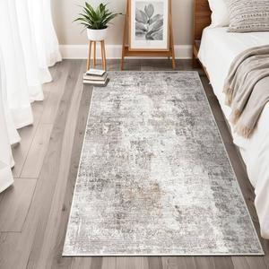 Washable Non-Slip Kitchen Runner Rug with Rubber Backing Modern Abstract Stain Resistant Floor Carpet Runner for Hallway, Entryway, Bedroom, Living Room -  30 in x 6 ft