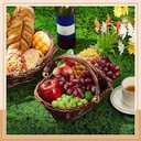 Sintuff 6 Pcs Wicker Picnic Basket with Handle Garden Harvest Empty Easter Eggs and Candy Basket Oval Willow Woven Storage for Organizing, Fruit Egg Storage Gathering Wedding Gifts(Dark Brown)