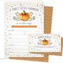 Koko Paper Co Sweet Little Pumpkin Baby Shower Invitations & Diaper Raffle Tickets  Fall Baby Shower Set  25 Invites, Envelopes & Raffle Cards  Made in the USA