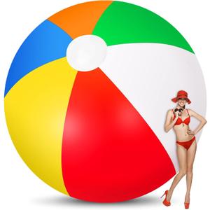 12 Foot Giant Inflatable Beach Ball Jumbo Rainbow Colored Beach Ball Large Beach Ball Big Pool Ball Inflatable Beach Ball Sport Beach Ball Jumbo Toy for Swimming Pool Water Game Toy Party Decor