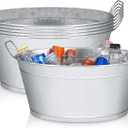 BARsics Large 6-Gallon Galvanized Tin Beverage Tub, 20x14x10 inches (Pack of 6)