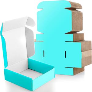 Gersoniel 100 Pcs Small Shipping Boxes 6 x 6 x 2 Inches Christmas Gift Shipping Corrugated Cardboard Mailing Boxes for Small Business Cardboard Corrugated Mailer for Packing(Light Blue)