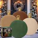 4 PCS 24" Velvet Christmas Inflatable Ball Ornament Giant Xmas Inflatable PVC Balls Flocked Blow up Christmas Ornaments Holiday Yard Outdoor Decor for Christmas Tree Indoor Lawn Porch (beige, dark brown, light brown, green)