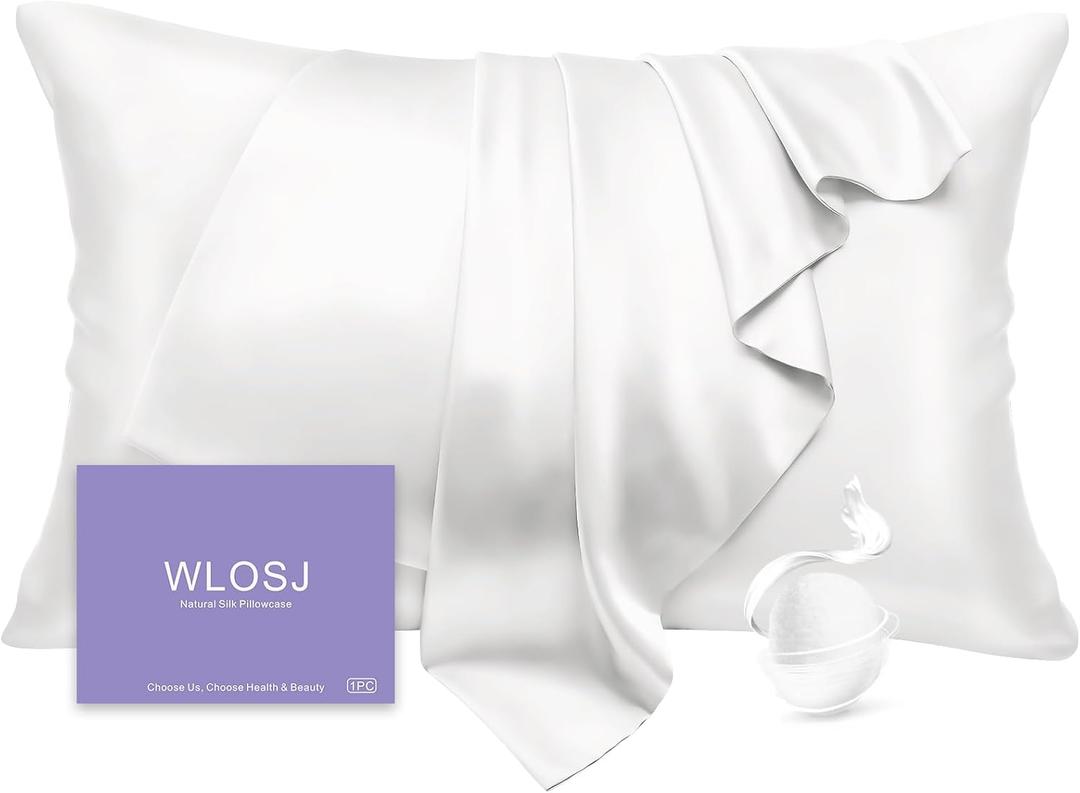 100% Silk Pillow Cases King Size Mulberry Silk Pillowcase for Hair and Skin 22 Momme Highest Grade 6A Silk Cooling Soft Smooth with Zipper 20 x 36 Inches 2PC, White