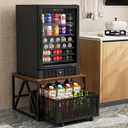 Urban Deco Mini Fridge Stand with Storage, Heavy Duty Fridge Cart with Drawer Basket, Mini Refrigerator Table for 220 LBS, Mobile Fridge Stand with Swivel Wheels for Dorm,Office,Home, Retro Brown, Brown-NW