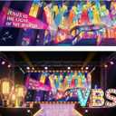 Frienda 18 x 6 ft VBS 2026 Backdrop Decorations Illumination Themed Light Flashing Backdrop Jesus is The Light of The World Religious Background for Church VBS Christian Party Decoration