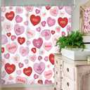 Homewelle Valentines Shower Curtain Pink Red Heart Valentines Love Theme Holiday Modern Cute Romantic Romance 72Wx72H Inch Couple Lovers Anniversary Waterproof Polyester Fabric Bathroom Bathtub