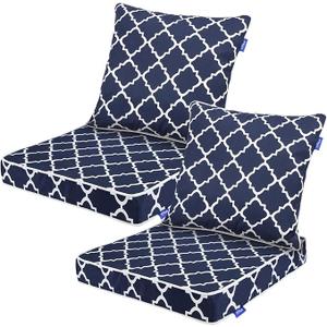 INFBLUE Deep Seat Cushions, Outdoor Cushions, Patio Furniture Cushions, Deep Seat & Back Cushion Patio Cushions for Backyard Couch Sofa Fade Resistant (22x24x4 inches 2 Sets, Blue Plaid)