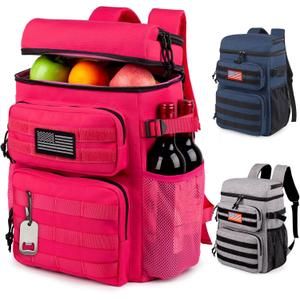 Tactical Backpack Cooler,Soft Lightweight Leakproof Cooler Backpack,Insulated Cooler Bag,Portable Soft Cooler Bag Waterproof for Beach, Travel, Camping, Picnic, Hiking (Hot Pink)