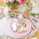 40Pcs Easter Paper Plates and Napkins Set Oval Bunny Disposable Plates & Napkins Serves 20, Heavy-Duty Party Tableware for Easter Brunch, Spring Picnic, Baby Shower