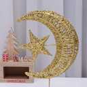 Iron Moon and Star Ornament Glitter Christmas Table Decoration Christmas Tree Decoration Wedding Birthday Holiday Party Supply 20cm (Golden)