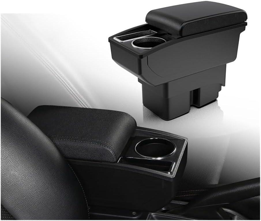 Armrest Box For Ford Fiesta 3 MK7 2011-2019 Double Layer Space With Cup Holder