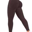 Ieumaz Scrunch Butt Lifting Leggings for Women Gym Seamless Workout Leggings Mid Low Waist Tummy Control Yoga Pants Chocolate S