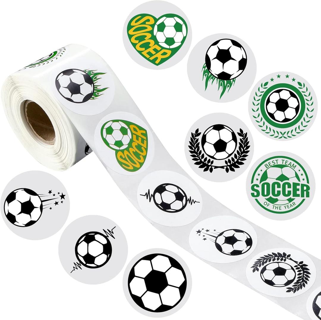 Teling 500 Pcs Soccer Ball Sticker Set Waterproof Self-Adhesive Football Stickers for Scrapbooks Helmet Jars Sports Party Supplies Decals