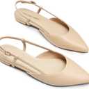 DREAM PAIRS Slingback Flats for Women, Pointed-Toe Elegant Women's Ballet Flats with Buckle Strap, Classic Low Heel Dress Shoes for Casual Work Office Party, Size 7