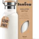 Bambaw Insulated Water Bottle 350ml, White Water Bottle, Stainless Steel Water Bottle, Leakproof Water Bottle, White Metal Water Bottle, 350ml Insulated Water Bottle  Polar White