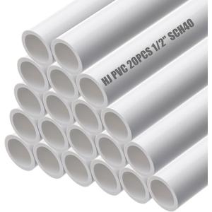 HJ 4FT Feet PVC Pipe 20PCS White Sch40 Industrial Pipes (1/2") (0.5 Inch)