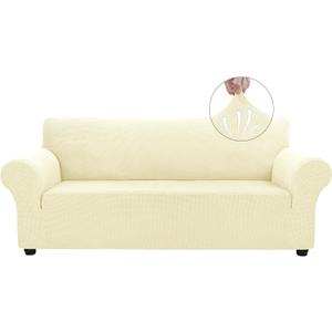 Asnomy Couch Covers for 3 Cushion Couch Stretch Sofa Covers Slipcovers, Pet Protector Furniture Covers for Dogs Cats Spandex Jacquard Fabric Small Checks LargeOff-White