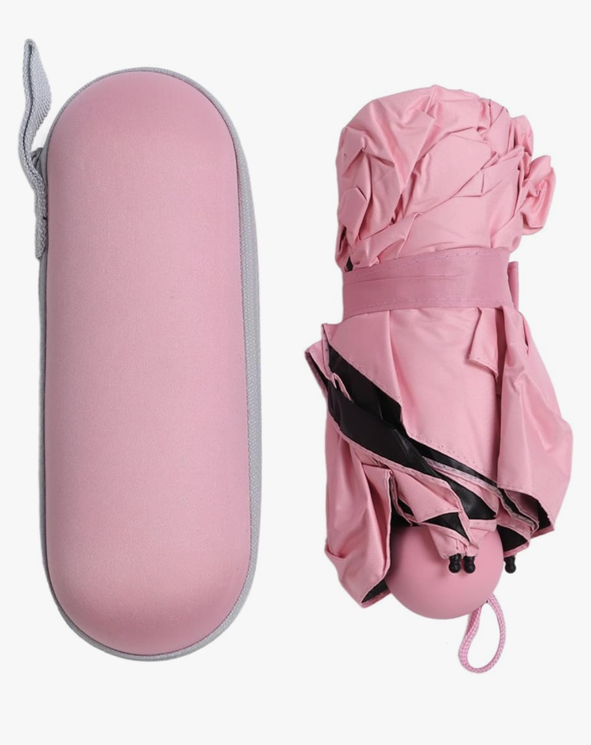BORDSTRACT Capsule Umbrella 8 Ribs Portable Sunscreen Rain Dual Use, Light Pink Gift for Sunshade Protection