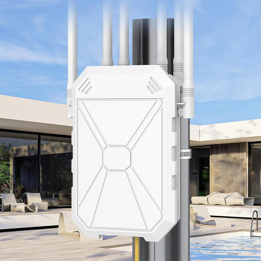 AX1800 Outdoor WiFi 6 Extender, High Power Outdoor WiFi Extender Signal Booster, Long Range Outdoor WiFi Access Point, IP67 Weatherproof, Passive PoE, for Starlink, Patio, Camping, Yard, RV