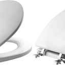 MAYFAIR 844CP 000 Edgewater Toilet Seat with Chrome Hinges will Never Come Loose, ROUND, Durable Enameled Wood, White (Pack of 2)