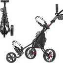 Caddytek CaddyLite 11.5 V3 Golf Push Cart - Lightweight Aluminum 3-Wheel Foldable Golf Bag Cart with Quad-Fold Frame, EVA Wheels, Adjustable Handle, Foot Brake, Mesh Net, Umbrella & Drink Holder (Black)