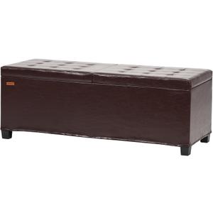 47.2" End of Bed Storage Ottoman Bench Burgundy UFSND01R, 17.7"D x 47.2"W x 17.7"H