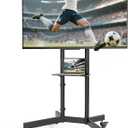 Upgraded Rolling TV Stand for 32-86 Inch TVs up to 200 lbs, Heavy Duty Mobile TV Cart with Laptop Shelf, Height Adjustable Portable TV Stand with Lockable Wheels, Max VESA 600x400mm, HW1285BK