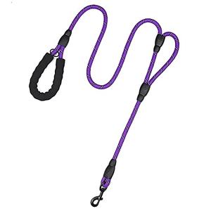 PLUTUS PET Rope Dog Leash 5ft Long,Traffic Padded Two Handle,Heavy Duty,Reflective Double Handles Lead for Control Safety Training,Leashes for Large Dogs or Medium Dogs,Dual Handles Leads(Violet)