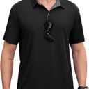 NIASHOT Mens Polo Shirt Short Sleeve Golf Sports Casual Tee (Small, 1-black)