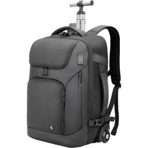 Rolling Backpack,17inch Laptop Backpack with Wheels,Water Resistant Carry on Luggage with USB C Ports, Wheeled Backpack Suitcase for Men Women Adults to Travel