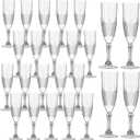 24PCS Plastic Champagne Flutes,7.1Oz Acrylic Clear Wine Glasses Goblets Reusable Drinking Champagne Glasses for Wedding ,Shatterproof and Disposable Cups Plastic Goblets Grand Event Party Supplies