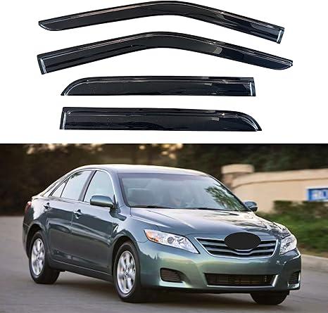 KPY Window Visor Compatible with Toyota Camry 2007-2011, Rain Guard Side Window Vent Deflectors Tape-On Style, 2007 2008 2009 2010 2011, Black