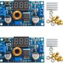 2 Packs 5A 75W DC-DC Step Power Module XL4015 with Adjustable LED Voltmeter and Free Support