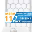 16x25x1 MERV 11 Air Filter,AC Furnace Air Filter,Reusable ABS Plastic Frame, 7 Pack Replaceable Filter Media (Actual Size: 15 3/4" x 24 3/4" x 3/4")
