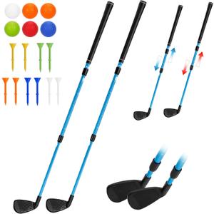 CWLAKON Golf Club Length Adjustable for Backyard Golf Game, Yard Golf Games Club for Toddlers Junior Adults Family, Plastic Golf Club for Indoor Outdoor Golf Training Chipping Games, 2 Pack
