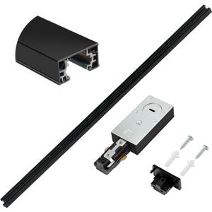 H Track Lighting Rails Kit 120V 3.3FT 3-Wire H Type Single Circuit with End Caps and Live End Feed Connector, Mounting Hardware (Black)