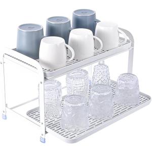 Coffee Mug Holder,Multi-Tier Glass Cup Organizer,Fruit Drainer,Dish Drain Tray with Drainboard,Kitchen Spice Organizer,Individual Use of Trays,Holds Snacks, Drinks, Cups, Fruit