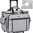 CAB55 Rolling Sewing Machine Case, Detachable Rolling Sewing Machine Carrying Case on Wheels, Trolley Tote Bag with Removable Bottom Wooden Board for Most Standard Sewing Machine and Accessories (Grey)