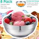 Funnymoom 8 Pack 24 oz Stainless Steel Bowls Double Walled Insulated Soup Ice Cream Metal Mixing Nesting Bowls for Serving Soup Rice Cereal (304 Stainless Steel)