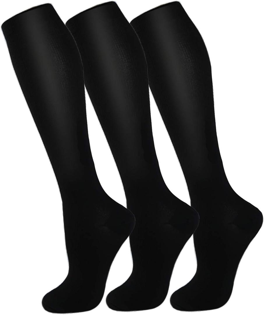 FuelMeFoot 3 Pack Copper Compression Socks - Compression Socks Women & Men Circulation - Best for Medical, Running, Athletic, Size: Large-X-Large