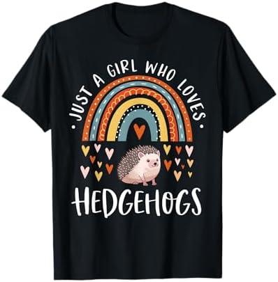 Rainbow Hedgehog Shirt Girls Just A Girl Who Loves Hedgehogs T-Shirt Size L